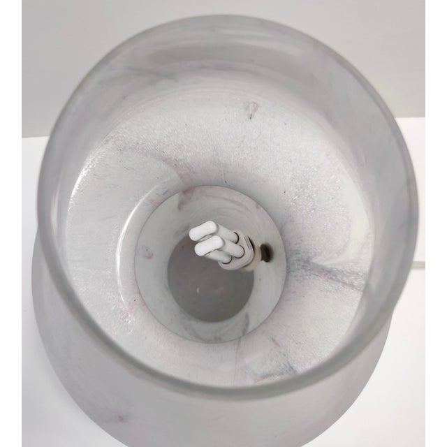 Vintage Italian White Murano Glass Table Lamp with Pink Marble Effect, 1970s For Sale - Image 15 of 16