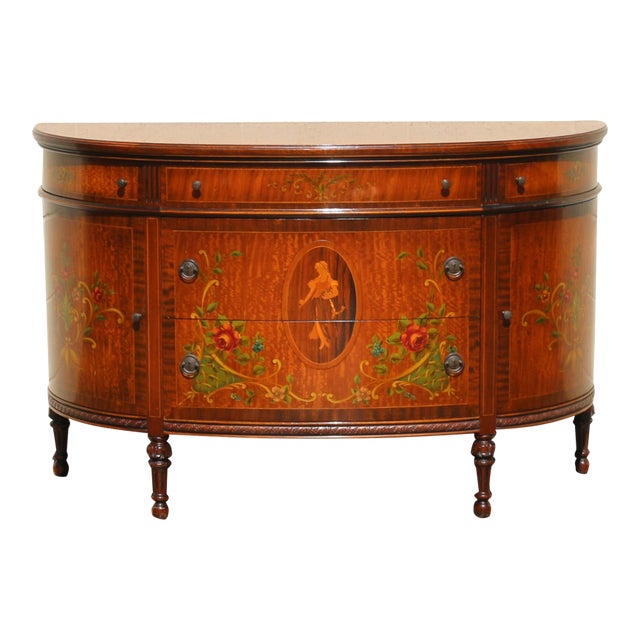 Early 20th Century Blackhawk Furniture Co. Louis XV Style Hand-Painted Sideboard Buffet Cabinet For Sale