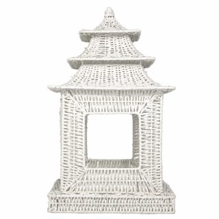 White Wicker Square Pagoda, Large For Sale