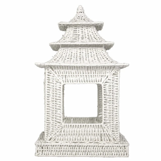 White Wicker Square Pagoda, Large For Sale