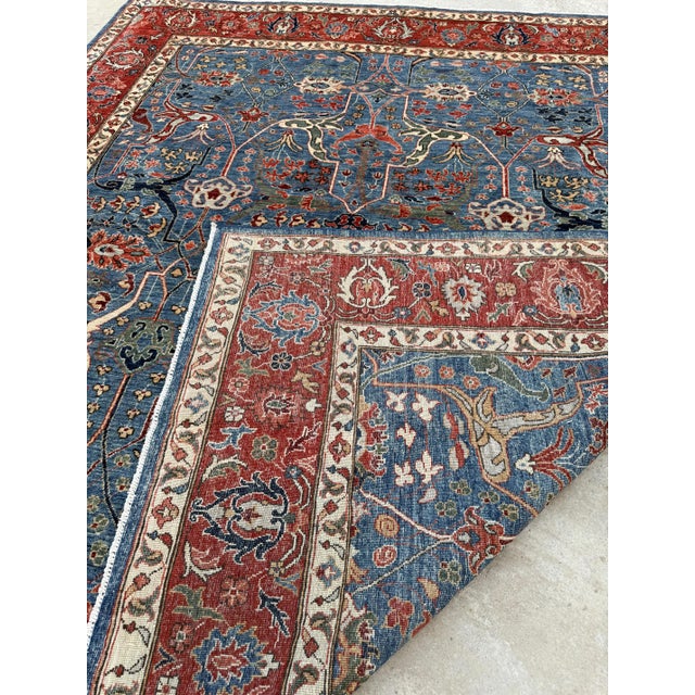 Textile Vintage Blue Persian Sultanabad Hand-Knotted Rug, 10'00 X 14'00 For Sale - Image 7 of 9