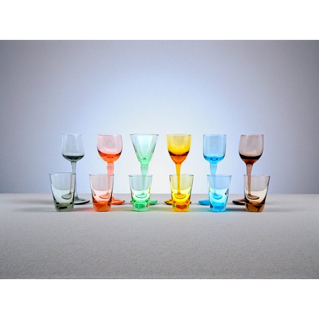 Murano Glass Glasses with Liqueur Glasses and Shot Glasses by V. Nason for Manifattura Di Murano, 1990s, Set of 12 For Sale - Image 4 of 14