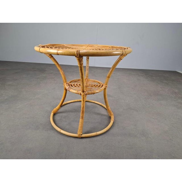 Mid-Century Rattan and Bamboo Side Table, Czechoslovakia, 1960s For Sale - Image 17 of 18