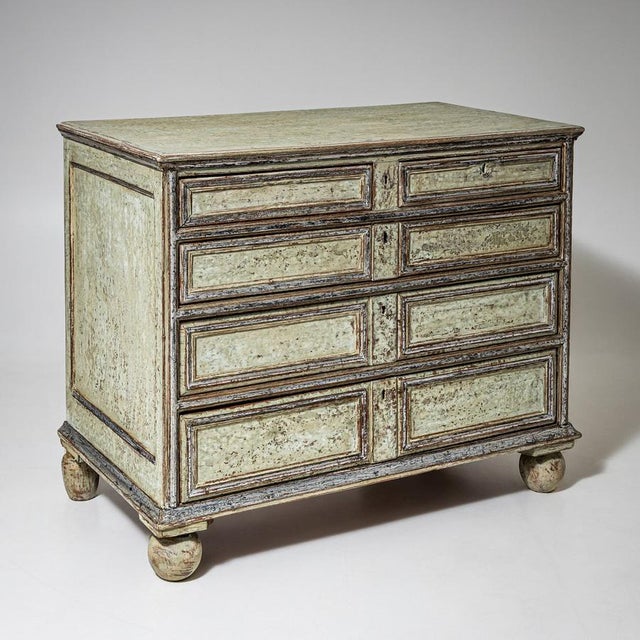 Green Light Green Patinated Chest of Drawers with Silvered Accents, 1700s For Sale - Image 8 of 8