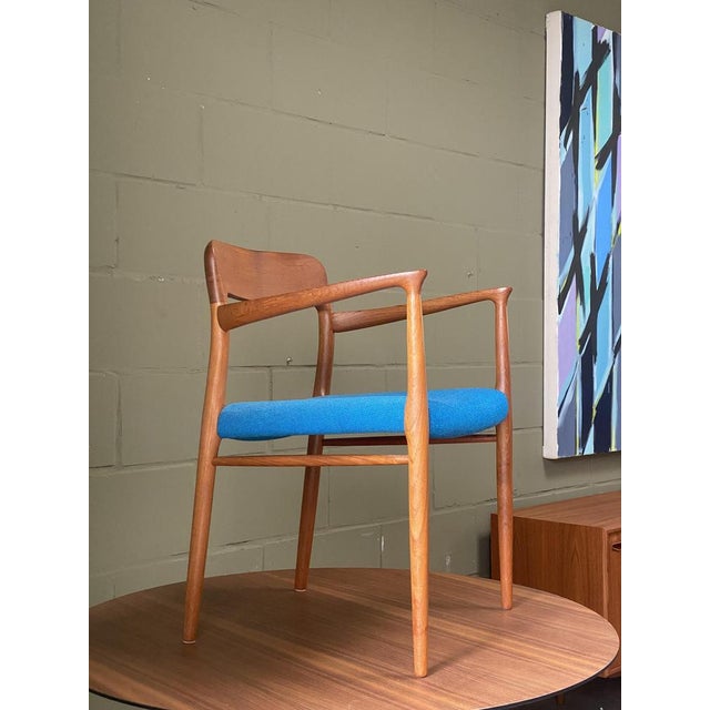Modern Armchair Model 56 in Teak and Hallingdal by Niels Otto Møller for J. L. Møllers Mobelfabrik, 1960s For Sale - Image 3 of 16