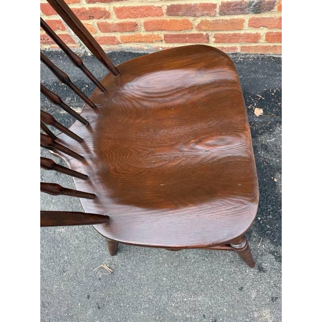 Vintage Windsor Style Hoop BraceBack Oak Side Chair For Sale - Image 9 of 18
