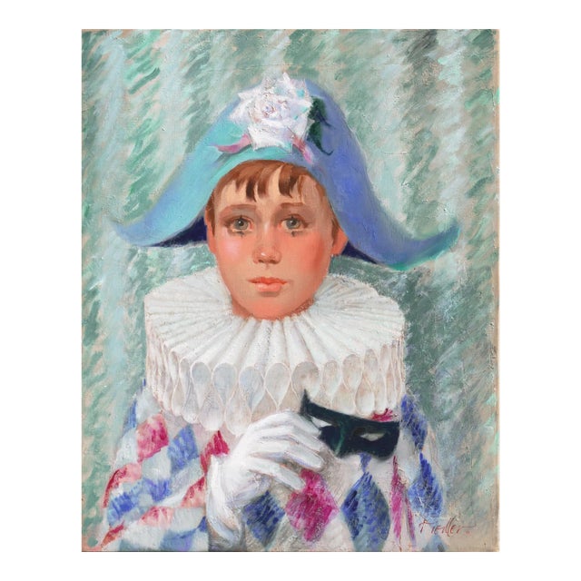 'Young Pierrot' by Fiedler, Arlequino, Harlequin, Costume Party, Fancy Dress Ball For Sale