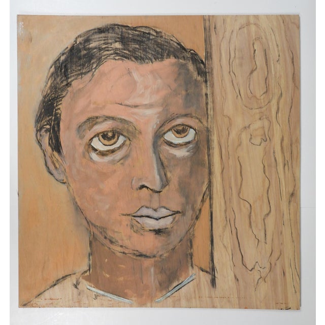 Wood Late 20th Century Expressionist Portrait Painting For Sale - Image 7 of 7