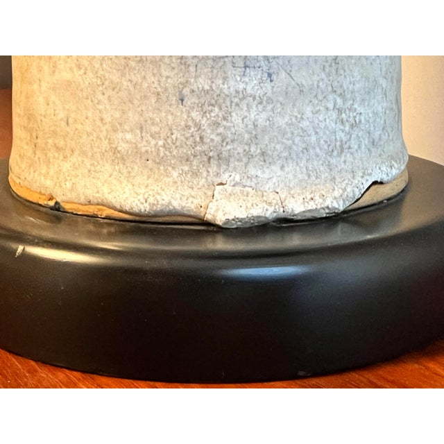 Alabaster Vintage Monumental 1960s Handmade Mid Century Modern Studio Stoneware Lamp For Sale - Image 8 of 10