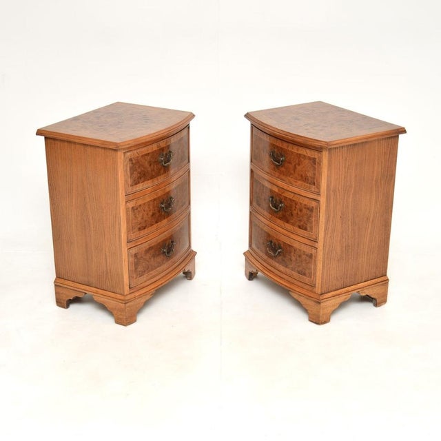 Antique Burr Elm Bedside Chests, 1950s, Set of 2 For Sale - Image 3 of 11