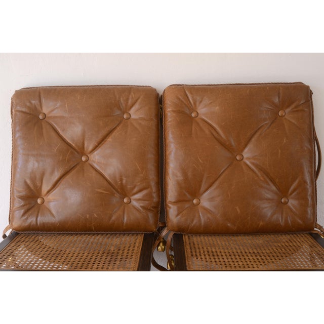 Neoclassical X-Frame Stools With Leather Cushions - A Pair For Sale - Image 15 of 17