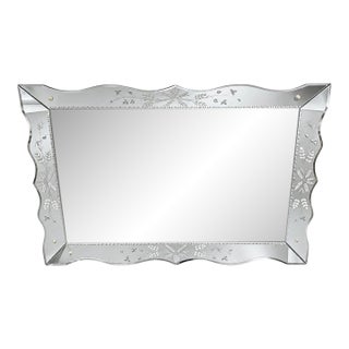Large Vintage Venetian Style Etched Glass Wall Mirror For Sale