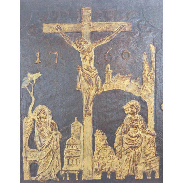 18th Century German Baroque Cast-Iron Stove Plate, 1741 For Sale - Image 5 of 6