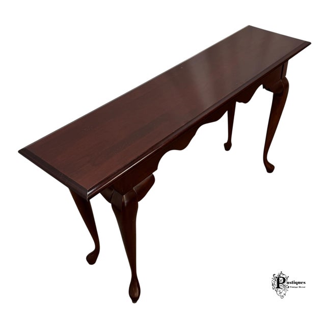 American Vintage Queen Anne Style Mahogany Finish Console Table For Sale - Image 3 of 8