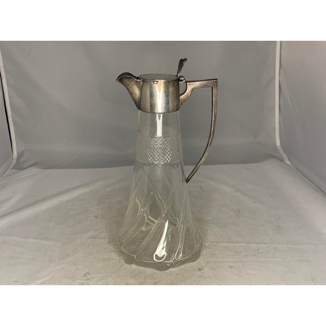 Antique Sterling Silver Mounted Crystal Claret Jug, Birmingham 1903 For Sale - Image 6 of 10
