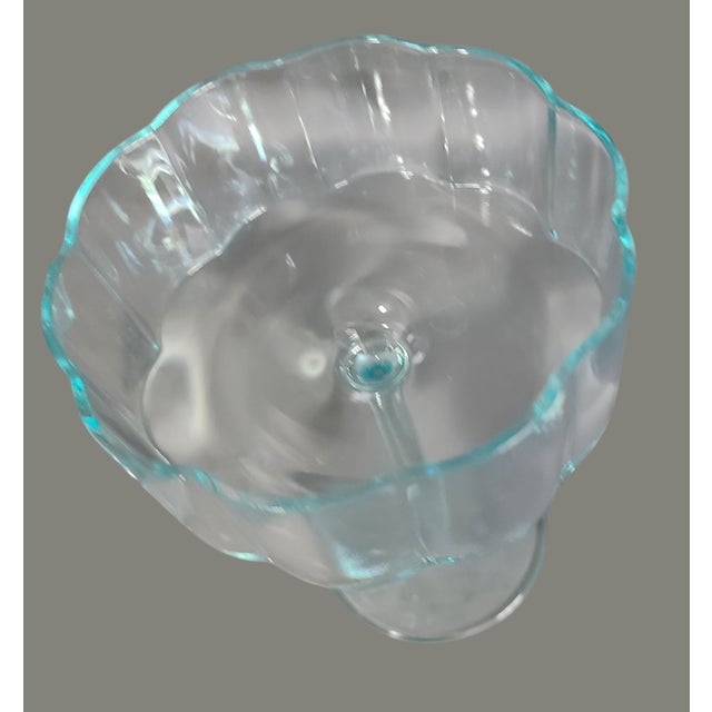 Mid-Century Modern Vintage Mid-Century Modern Scallop Flower Powder Blue Cocktail Dessert Glasses- a Pair For Sale - Image 3 of 6