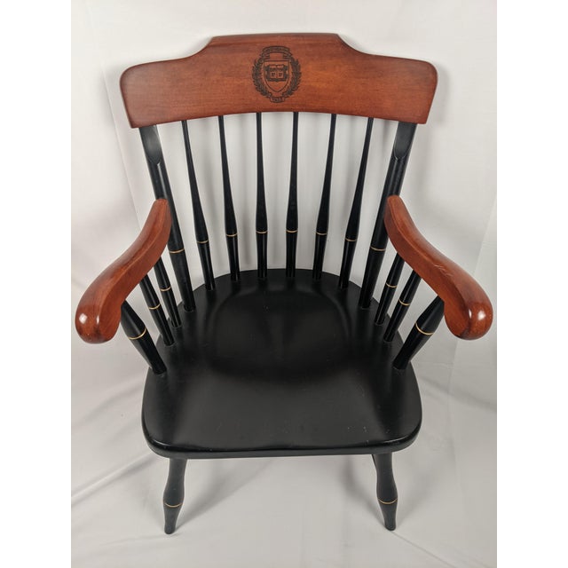 Mid 20th Century Vintage Yale University Windsor Armchair With Lux Et Veritas Crest – Collegiate Library Chair For Sale - Image 5 of 16