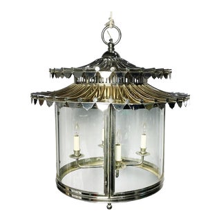 Contemporary Nickel & Glass Chandelier Made in England by Charles Edwards For Sale