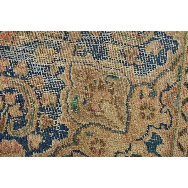 Tabriz Rug 6’6” X 9’9” Pink Wool Vintage Distressed Hand-Knotted Carpet For Sale - Image 4 of 15