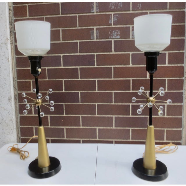 Black 1980s Sputnik Table Lamps unmarked - Pair For Sale - Image 8 of 15