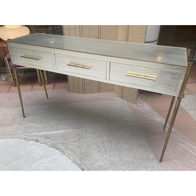 Console Table in Resin and Brass For Sale - Image 9 of 14
