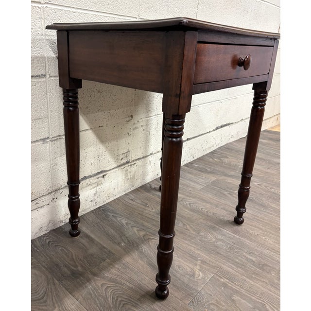 Antique Sheraton Style Oak Nightstand Lamp Table Work Table For Sale - Image 4 of 9