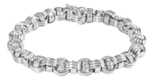14K White Gold 1/2 Cttw Diamond Knotted Byzantine Link Bracelet (H-I Color, I2-I3 Clarity) - 7" Inches
