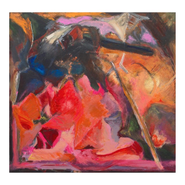 'Abstract, Coral and Saffron' by Marsha Rogow Straus, Bay Area Oil Abstraction, Triton Museum, Brooklyn For Sale