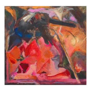 'Abstract, Coral and Saffron' by Marsha Rogow Straus, Bay Area Oil Abstraction, Triton Museum, Brooklyn