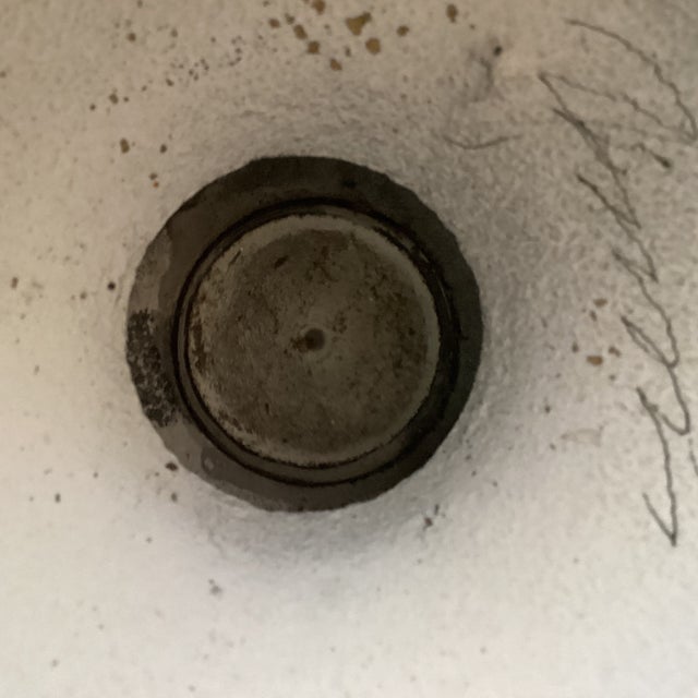 Metal Vintage White Paint on the Brass Neoclassical Amphora Vase W/Scroll Handles Signed For Sale - Image 7 of 12