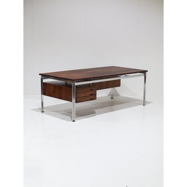 Executive Desk in Kingwood and Steel by Poul Kjaerholm, Denmark, 1950s For Sale - Image 13 of 18