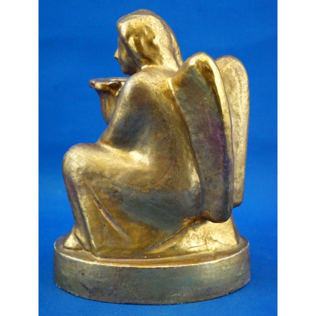 20th Century Candleholder Sculpture Angel in Gilded Terracotta by Carlo Sbisà, Italy, 1930s For Sale - Image 4 of 18