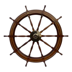 Five Foot Mahogany and Brass Ships Wheel