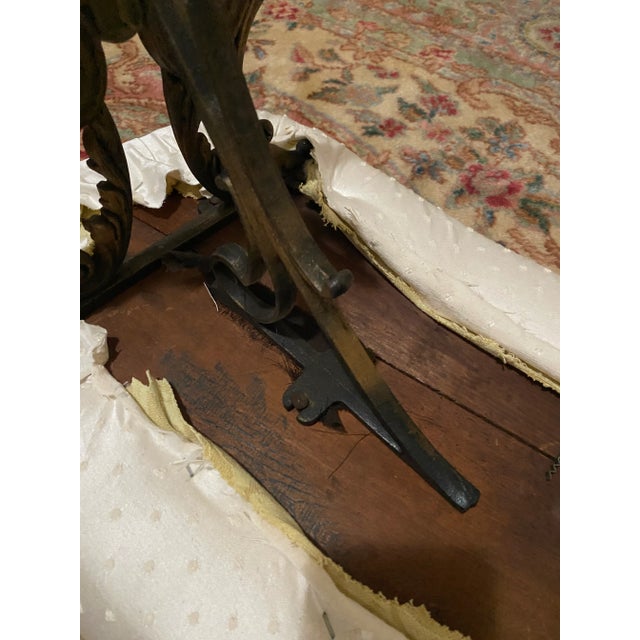 Metal Mid-Century French Hollywood Regency Upholstered Bench For Sale - Image 7 of 8