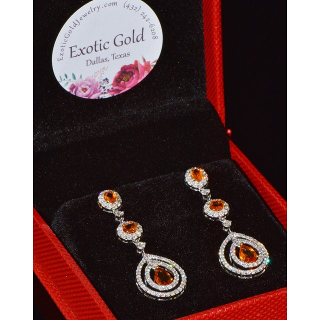 Certified Natural 4.95Cts vs F Diamond Sapphire 18k Solid Gold Chandelier Earrings, A Pair For Sale - Image 13 of 13