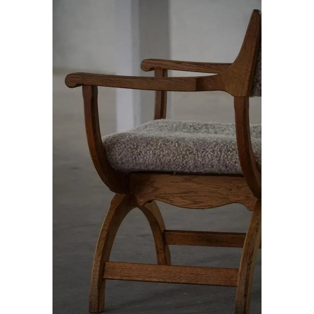 Vintage Kurul Armchair in Oak and Lambswool by Henning Kjærnulf, 1960s For Sale - Image 16 of 18