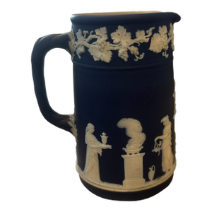 Late 19th Century Victorian Wedgewood Portland Blue Jasperware Pitcher