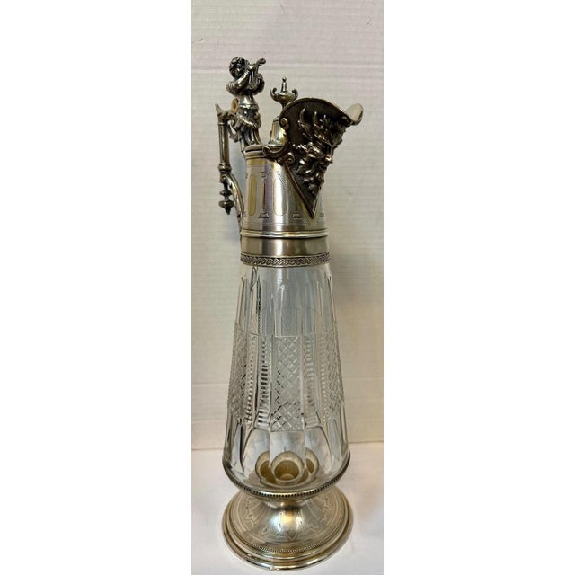 Renaissance Late 19th Century German Silverplate & Crystal Claret For Sale - Image 3 of 11