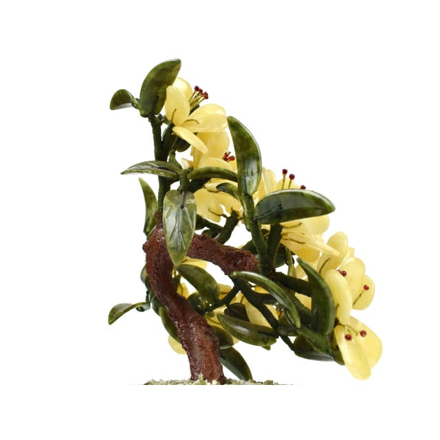 Mid-Century Handmade Natural Jade Semi Precious Stones Bonsai Flower Tree Sculpture For Sale - Image 10 of 13