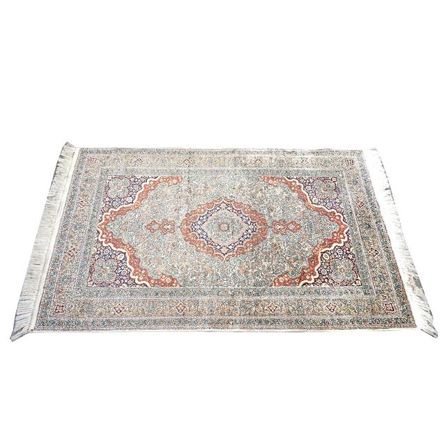 Vintage Sino-Persian Hereke Silk 3x5 Ivory, Red & Purple Handmade Area Rug #1144265 For Sale - Image 4 of 16