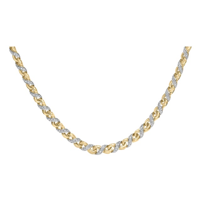 10K Yellow Gold 1 cttw Diamond Riviera Statement Pendant Necklace (J-K, I2-I3) For Sale