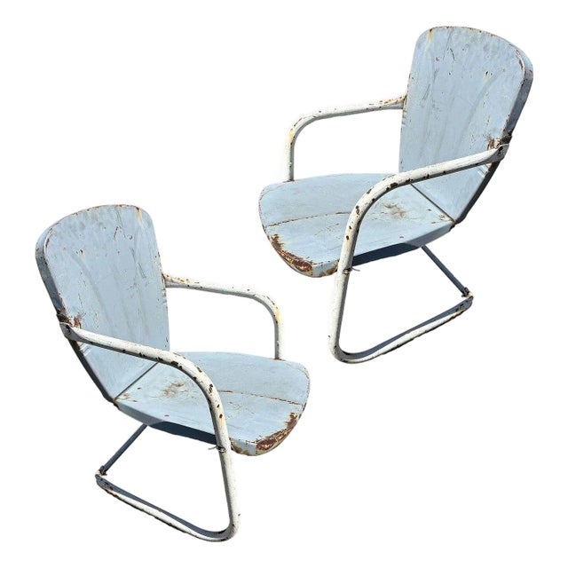 Mid-Century Springer Patio Outdoor Lounge Chair, Pair For Sale