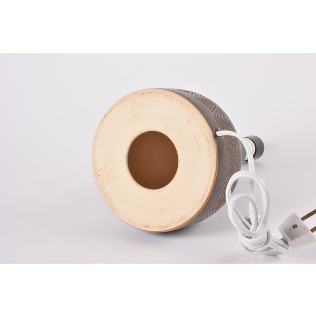 Danish Ceramic Table Lamp with Brown Glaze and Zig Zag Decor from Michael Andersen & Søn, 1960s For Sale - Image 9 of 13