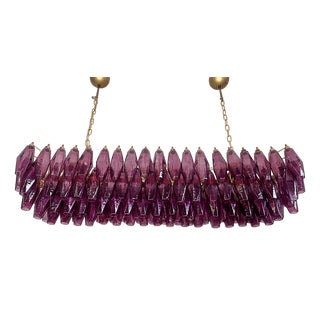 Murano Poliedri Chandelier with 138 Amethyst Glasses by Carlo Scarpa, 1990s For Sale