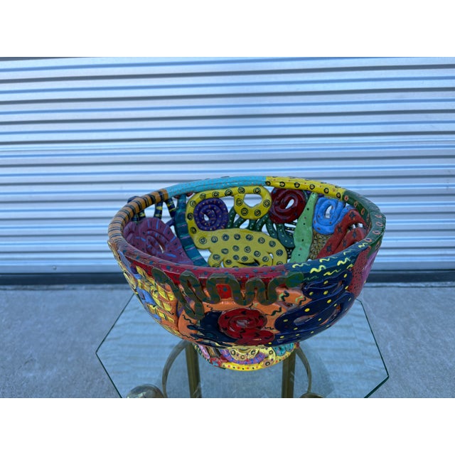 Postmodern Post Modern Glazed Ceramic Bowl For Sale - Image 3 of 18