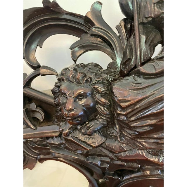 Wood Large Antique Victorian Console Table in Carved Mahogany with Mirror Back For Sale - Image 7 of 18