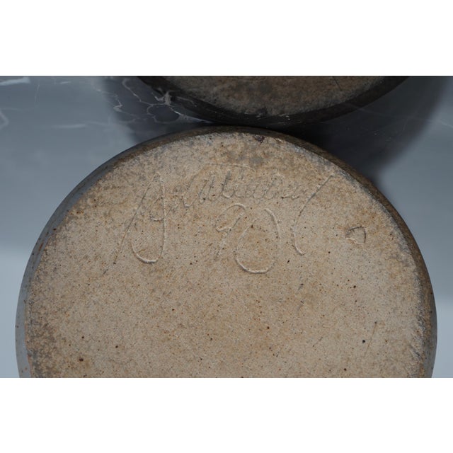 Swank Stoneware Decorated Handled Pitcher For Sale - Image 12 of 12