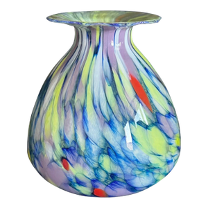 Vintage Hand Blown Murano Style 9" Italian Rainbow Swirl Vase
