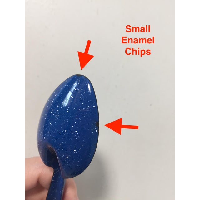 Splatterware Enamelware Camping Set - Coffee Pot, Saucepan & Spoon For Sale - Image 12 of 12