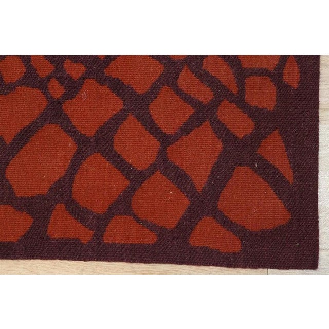 Mid-Century Modern 6x8 Yellow Flat Weave Wool Organic Tessellation Vintage Mid Century Carpet Rug For Sale - Image 3 of 3